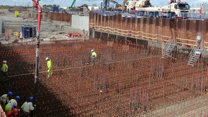 Reinforcement for the 400 mm bottom slab in the ESS Target station.