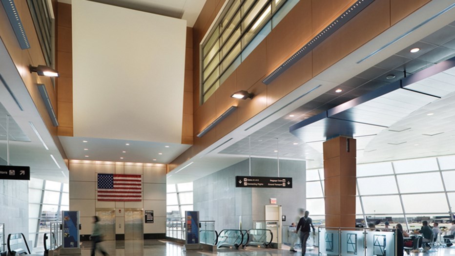 Boston Logan International Airport was the first airport terminal in the world to receive LEED® certification. To help meet the client's goal, Skanska reused, recycled or diverted waste from landfills, totaling 75 percent of the construction waste, and ensured 10 percent of all materials used were recycled products. (Photo credit: Jeff Adams) Boston Logan International Airport was the first airport terminal in the world to receive LEED® certification. To help meet the client's goal, Skanska reused, recycled or diverted waste from landfills, totaling 75 percent of the construction waste, and ensured 10 percent of all materials used were recycled products. (Photo credit: Jeff Adams)