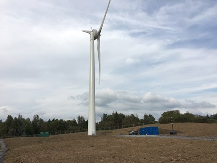 Wind trubine at Swansea Waste Water Treatment Works