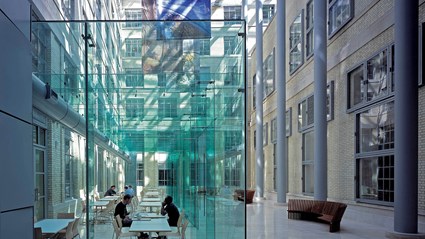 Enclosed courtyards were created within the MOD Whitehall building