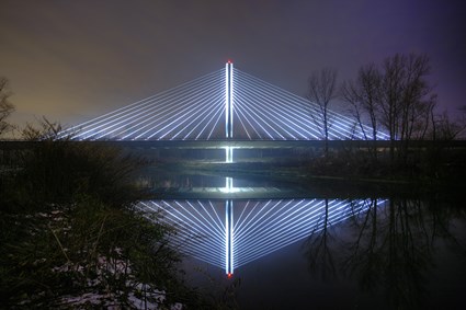 Zavěšený most přes Odru a Antošovické jezero
