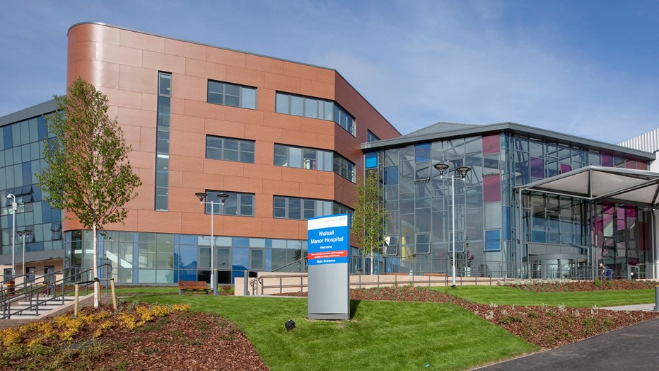 Manor Hospital, Walsall, has 558 inpatient beds and a diagnostic and treatment centre Manor Hospital, Walsall, has 558 inpatient beds and a diagnostic and treatment centre